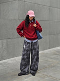 DAXUEN Gothic tie-dye wide-leg pants — model photo