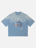 Gradient Blue Abstract Face Graphic T-Shirt