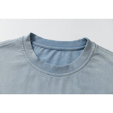 DAXUEN light blue gradient wash abstract face graphic tee