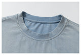 DAXUEN light blue gradient wash abstract face graphic tee