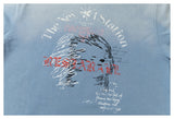 DAXUEN light blue gradient wash abstract face graphic tee