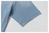 DAXUEN light blue gradient wash abstract face graphic tee