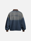 DAXUEN blue gradient denim polo shirt with graphic