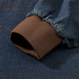 DAXUEN blue gradient denim polo shirt with graphic