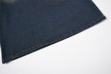 DAXUEN blue gradient denim polo shirt with graphic