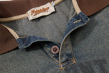 DAXUEN blue gradient denim polo shirt with graphic