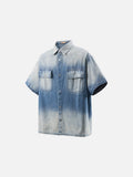 DAXUEN Short-sleeved gradient denim shirt