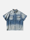 DAXUEN Short-sleeved gradient denim shirt