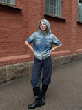 DAXUEN Short-sleeved gradient denim shirt — model photo