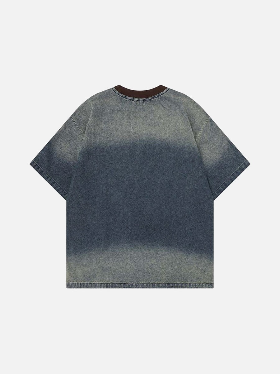 DAXUEN Oversized short-sleeved t-shirt with gradient denim wash