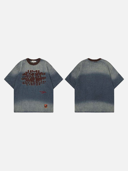 DAXUEN Oversized short-sleeved t-shirt with gradient denim wash