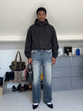 DAXUEN Gradient fade wide-leg denim jeans — model photo
