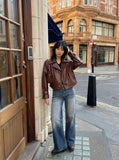 DAXUEN Gradient fade wide-leg denim jeans — model photo