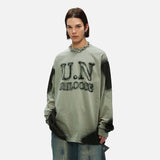 DAXUEN Oversized long-sleeve crewneck pullover with gradient color blocking