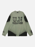 DAXUEN Oversized long-sleeve crewneck pullover with gradient color blocking