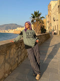 DAXUEN Oversized long-sleeve crewneck pullover with gradient color blocking