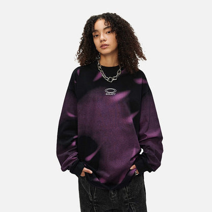 DAXUEN Black and purple gradient oversized long sleeve tee