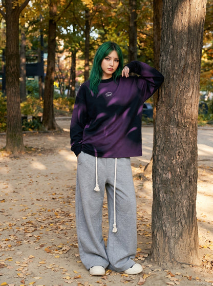 DAXUEN Black and purple gradient oversized long sleeve tee