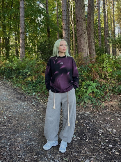 DAXUEN Black and purple gradient oversized long sleeve tee