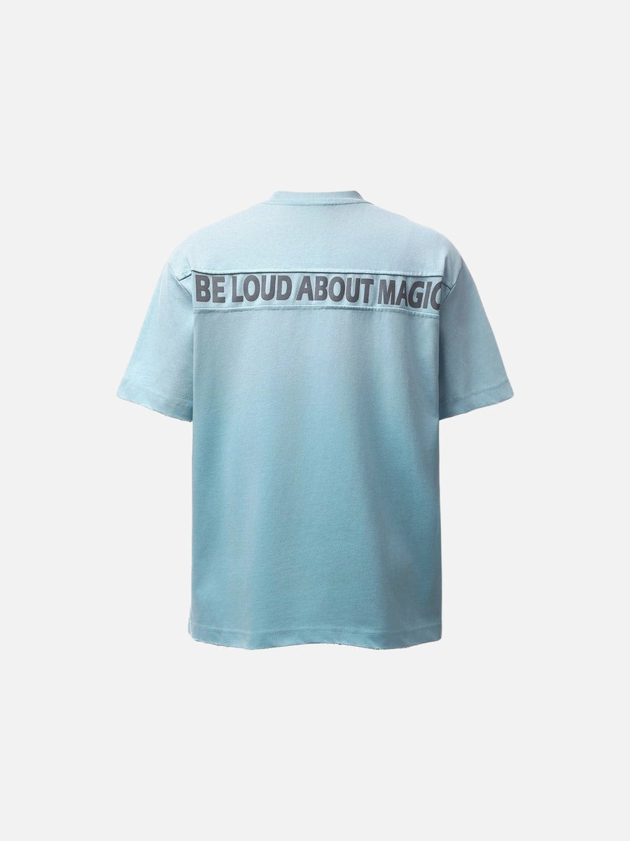 DAXUEN Gradient oversized short-sleeve T-shirt with text graphics
