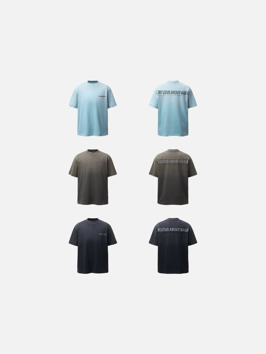 DAXUEN Gradient oversized short-sleeve T-shirt with text graphics