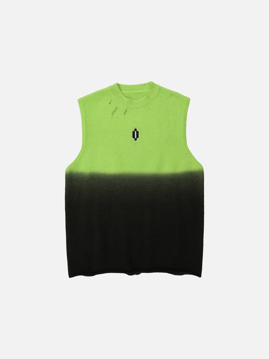 DAXUEN Gradient knit vest with embroidery
