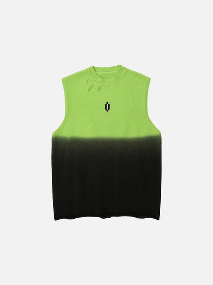 DAXUEN Gradient knit vest with embroidery