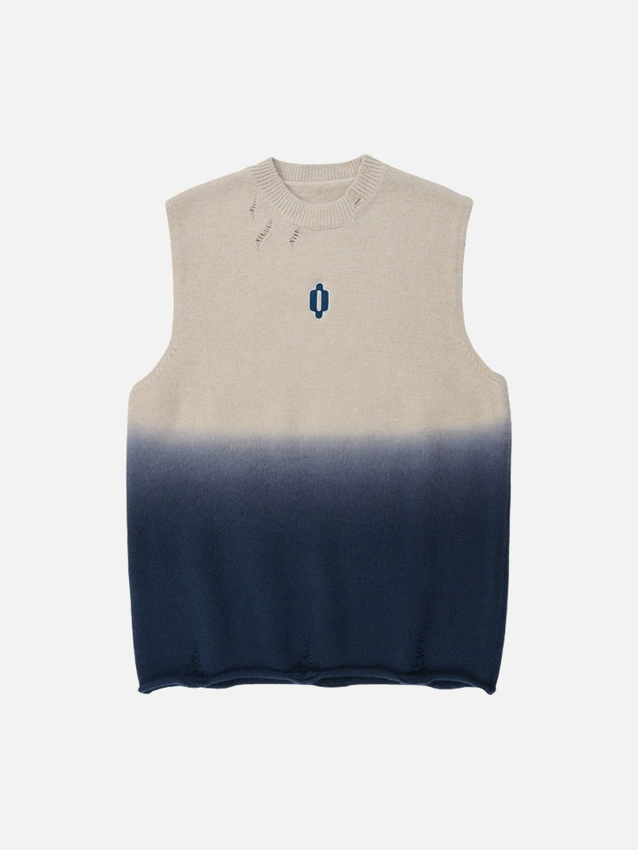 DAXUEN Gradient knit vest with embroidery