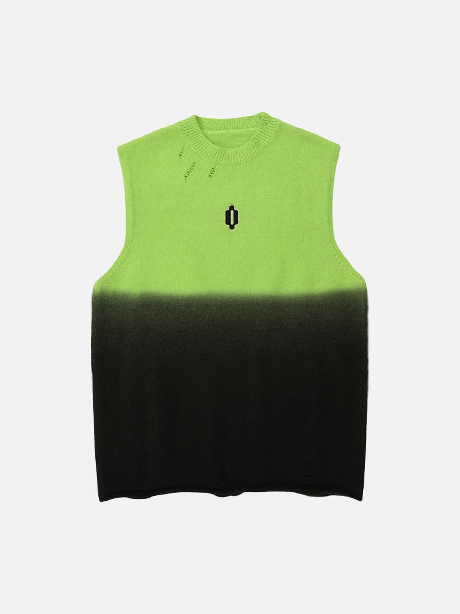 DAXUEN Gradient knit vest with embroidery