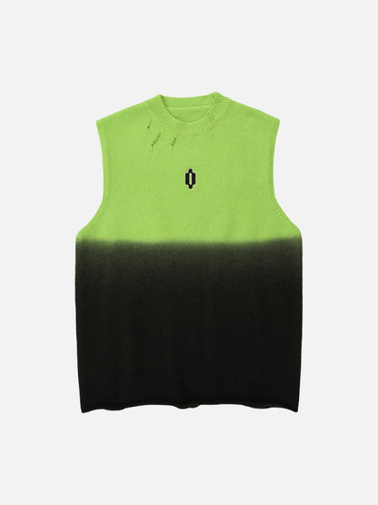 DAXUEN Gradient knit vest with embroidery