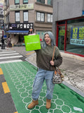 DAXUEN gradient olive green long-sleeve top with drawstrings — model photo