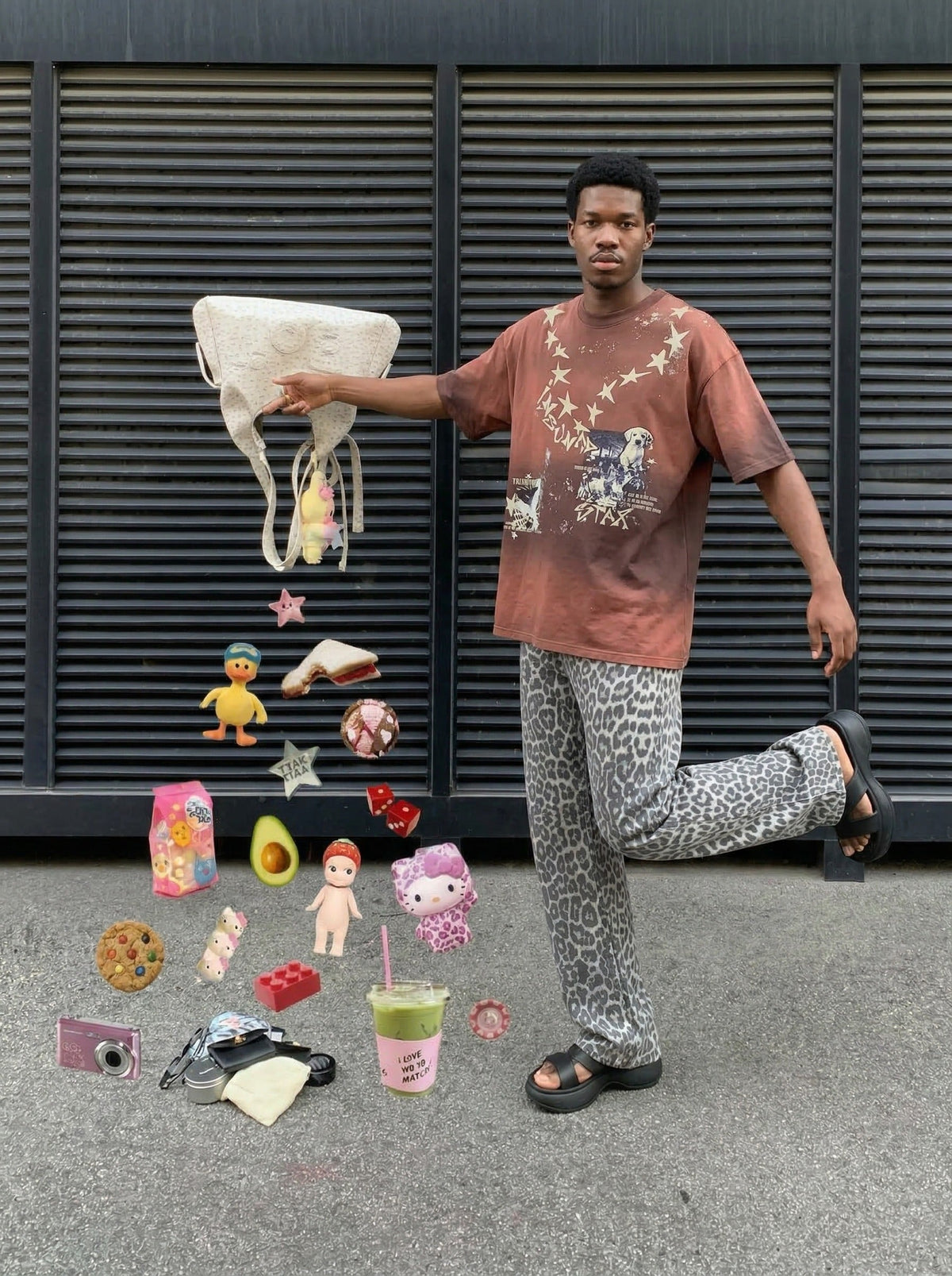 DAXUEN Gradient oversized short-sleeve graphic T-shirt — model photo