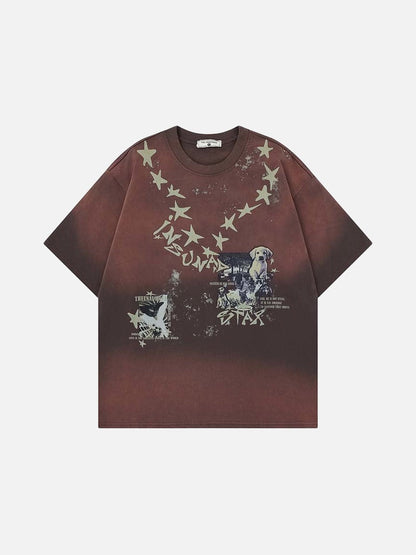 DAXUEN Gradient oversized short-sleeve graphic T-shirt