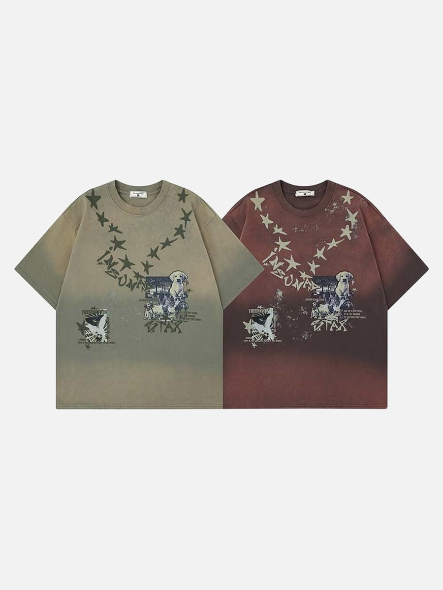 DAXUEN Gradient oversized short-sleeve graphic T-shirt