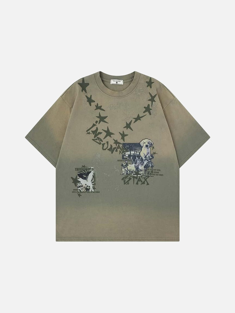 DAXUEN Gradient oversized short-sleeve graphic T-shirt
