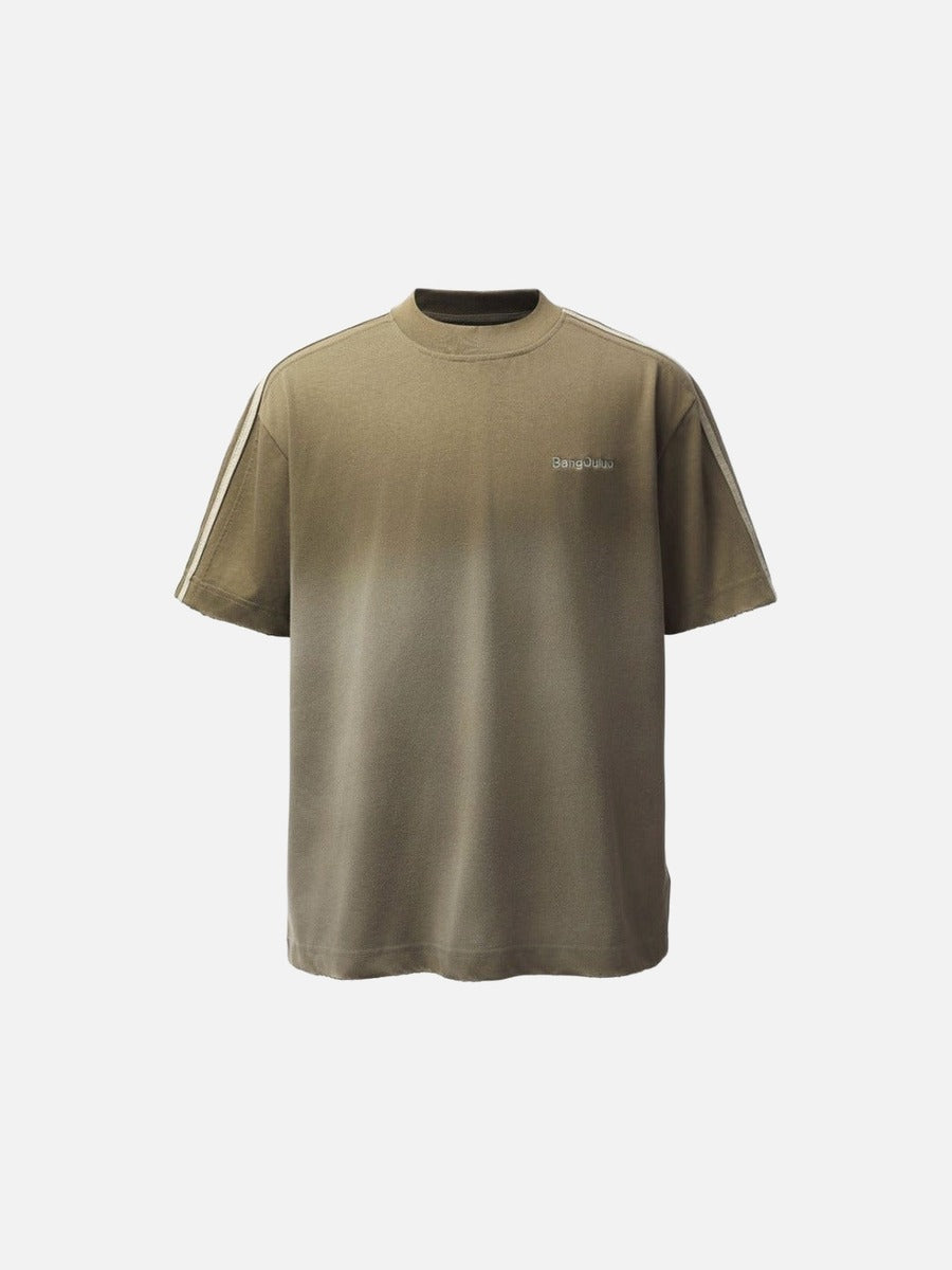 DAXUEN Oversized gradient t-shirt with stripes and raw hem