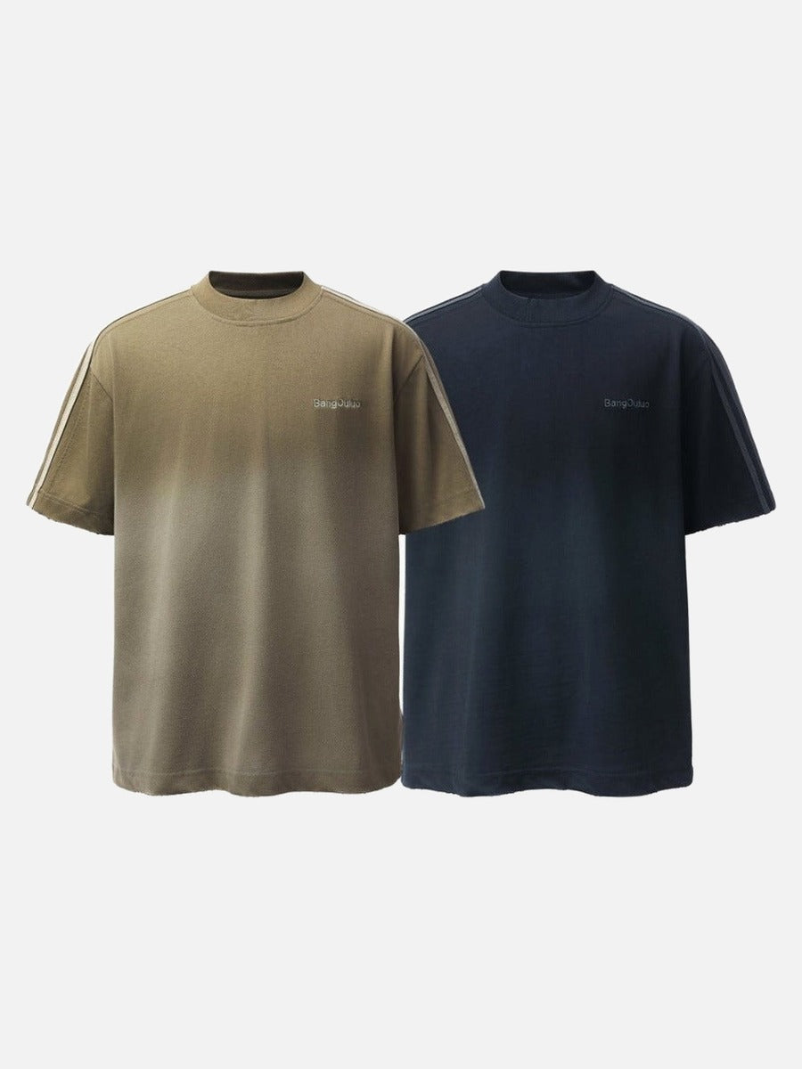 DAXUEN Oversized gradient t-shirt with stripes and raw hem