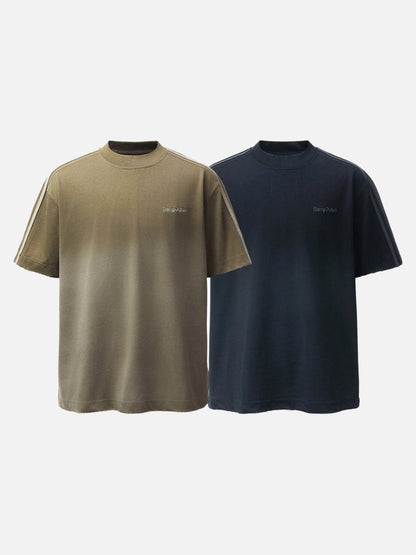 DAXUEN Oversized gradient t-shirt with stripes and raw hem