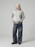 DAXUEN Short-sleeved gradient panel T-shirt with contrast trim — model photo