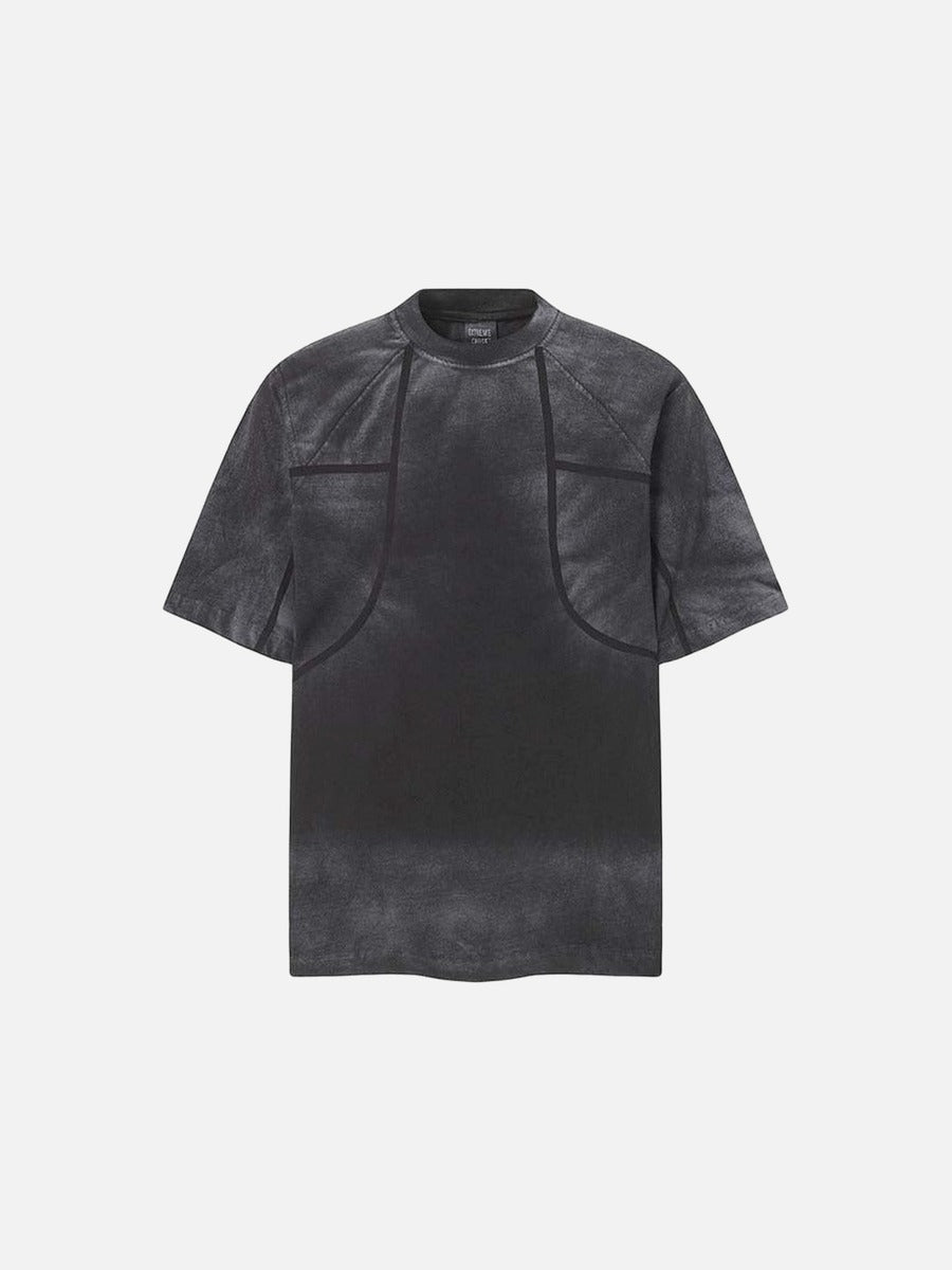 DAXUEN Short-sleeved gradient panel T-shirt with contrast trim