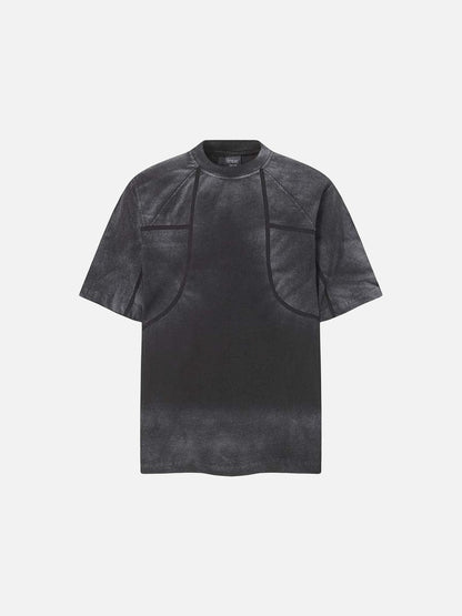 DAXUEN Short-sleeved gradient panel T-shirt with contrast trim