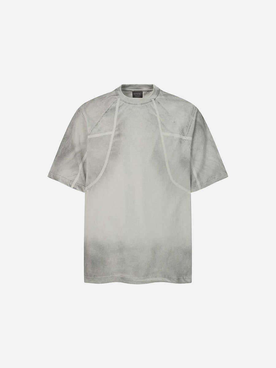 DAXUEN Short-sleeved gradient panel T-shirt with contrast trim