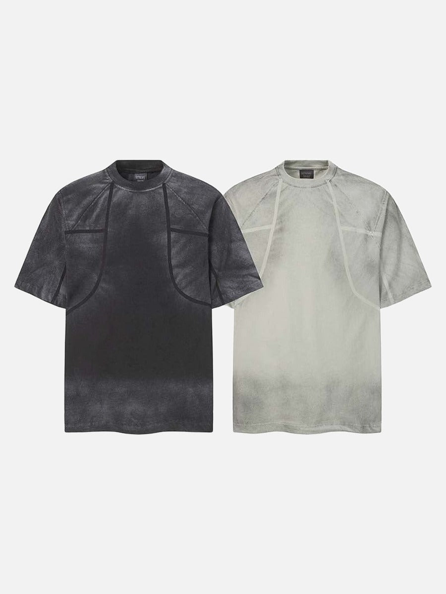 DAXUEN Short-sleeved gradient panel T-shirt with contrast trim