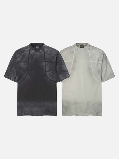 DAXUEN Short-sleeved gradient panel T-shirt with contrast trim