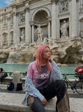 DAXUEN pink gradient panel sporty t-shirt — model photo