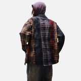 DAXUEN beige and blue gradient plaid oversized button-up shirt