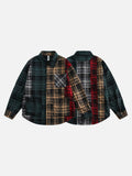 DAXUEN beige and blue gradient plaid oversized button-up shirt