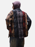 DAXUEN beige and blue gradient plaid oversized button-up shirt