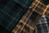 DAXUEN beige and blue gradient plaid oversized button-up shirt