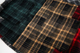 DAXUEN beige and blue gradient plaid oversized button-up shirt